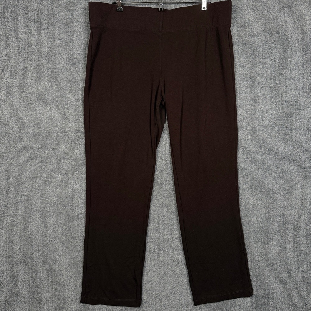 Chico's Size 3 US XL Pull On Pants Brown Rayon Nylon Blend Elastic Waist Stretch